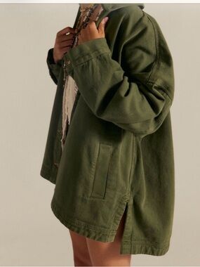 Free People- We the free Madison city denim jacket in olive green